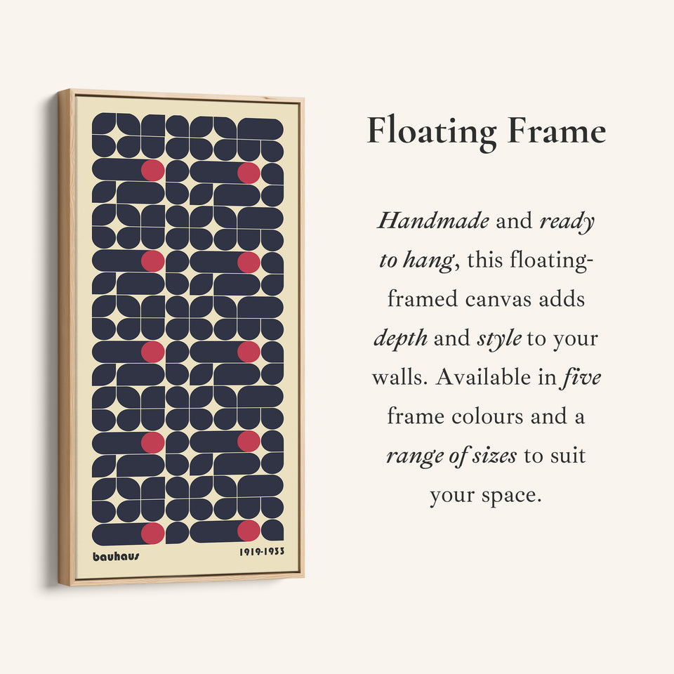 Bauhaus Vertical Wall Art Navy Geometric Pattern Tall Canvas For Bedroom