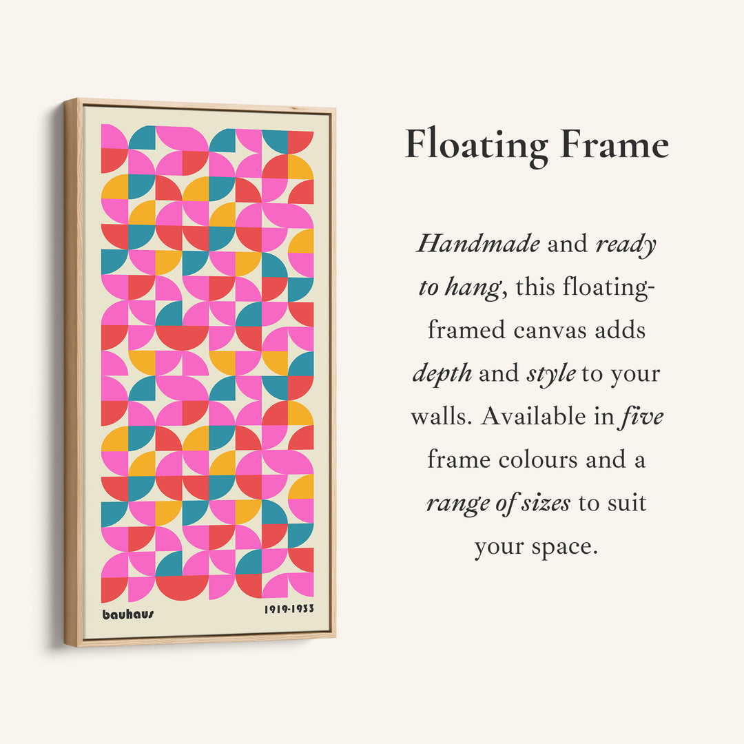 Bauhaus Vertical Wall Art Colourful Geometric Pattern Tall Canvas For Living Room