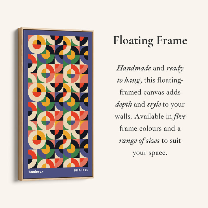 Bauhaus Vertical Wall Art Geometric Circle Grid Tall Canvas For Living Room