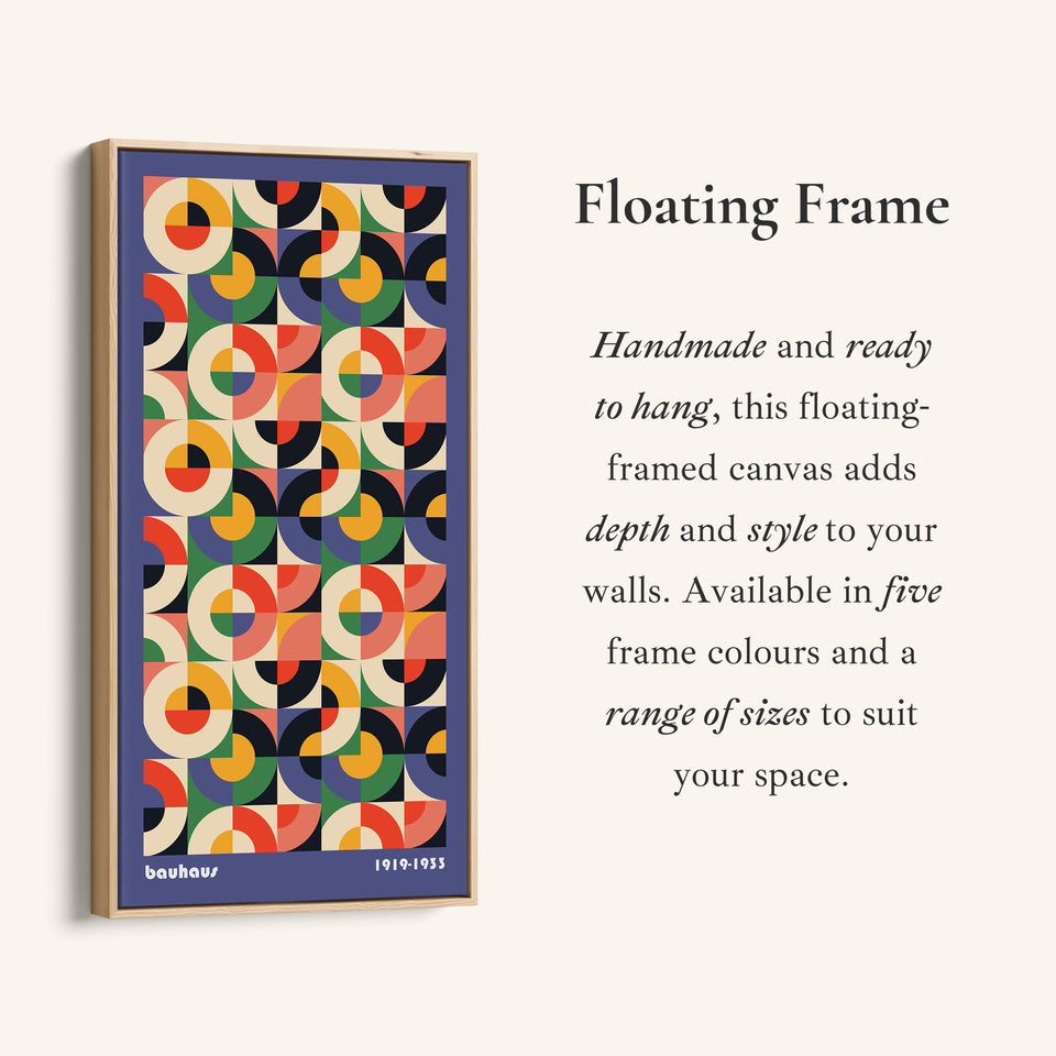 Bauhaus Vertical Wall Art Geometric Circle Grid Tall Canvas For Living Room