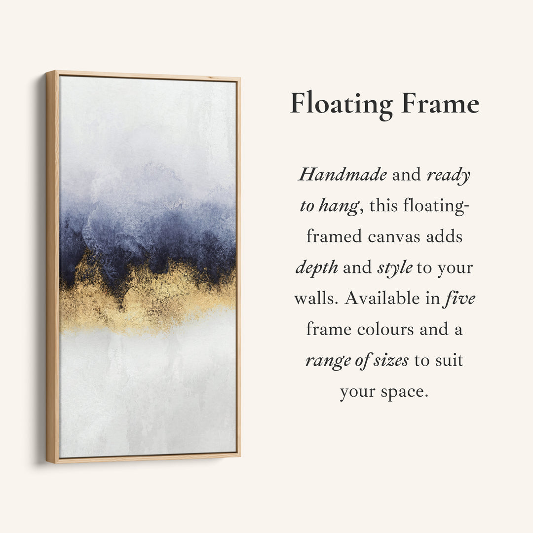 Large Vertical Wall Art Blue Gold Band Tall Canvas For Bedroom