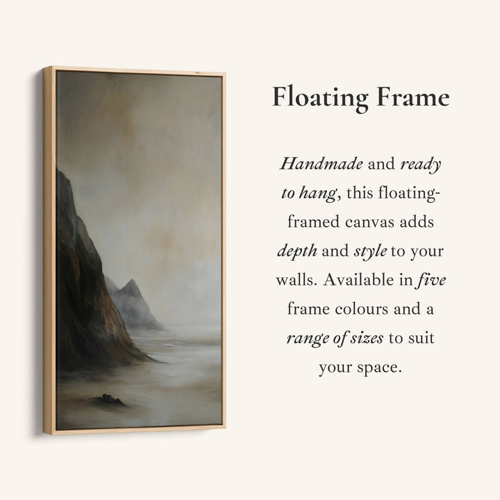 Tall Framed Canvas Misty Coastal Cliffs Vertical Canvas For Hallway