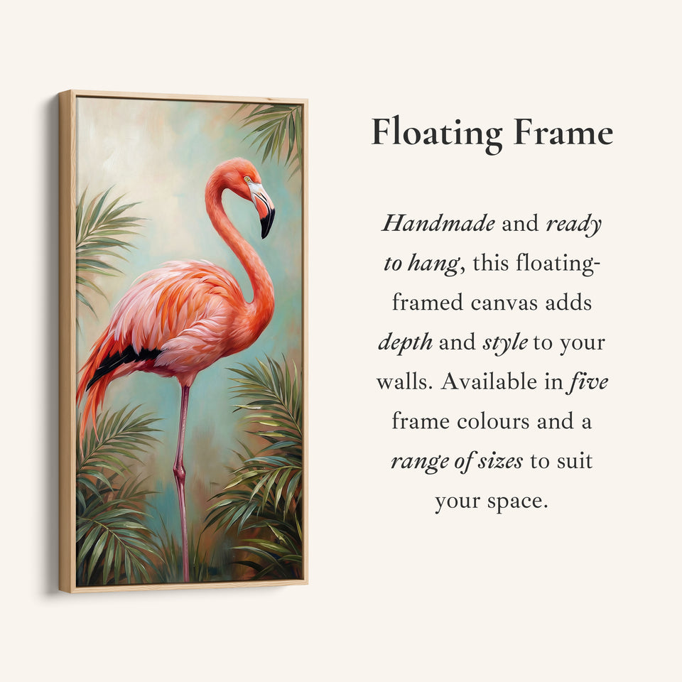 Narrow Wall Art Flamingo Tropical Portrait Vertical Canvas For Bedroom
