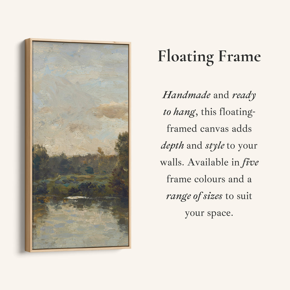 Impressionist River Landscape Vertical Wall Art Tall Canvas For Living Room