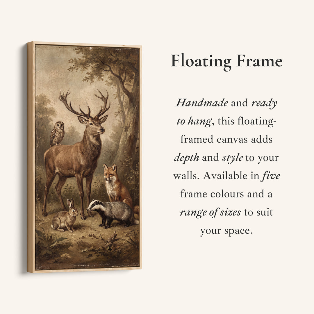 Woodland Animals Tall Narrow Canvas Vertical Canvas For Office