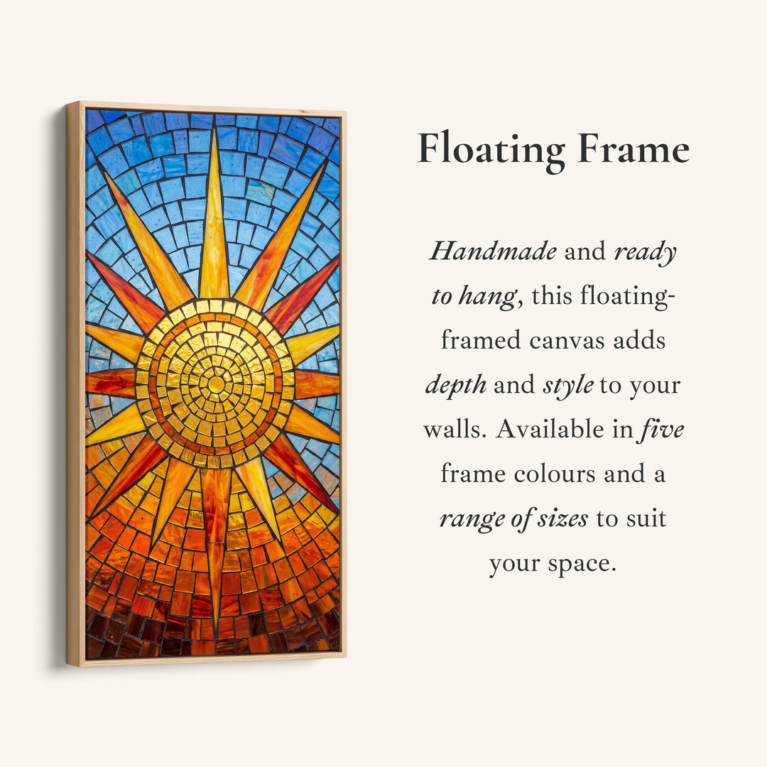 Mosaic Sun Close View Long Wall Art Tall Canvas For Kitchen