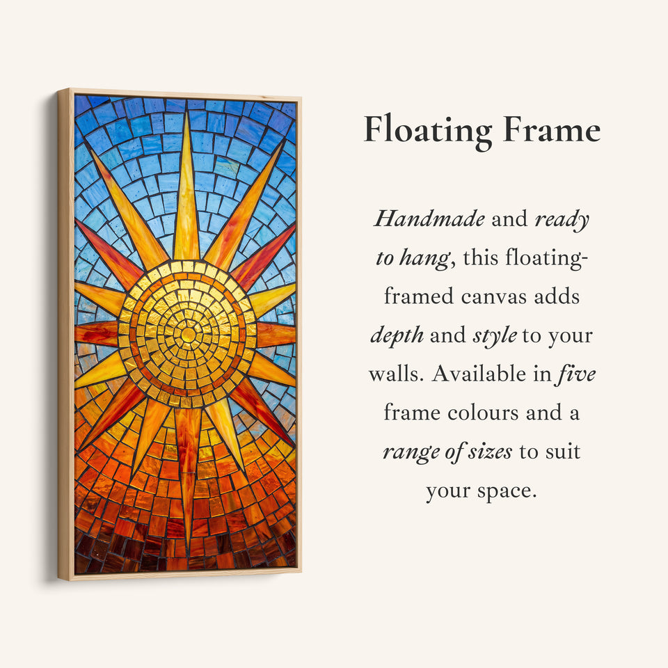 Mosaic Sun Close View Long Wall Art Tall Canvas For Kitchen
