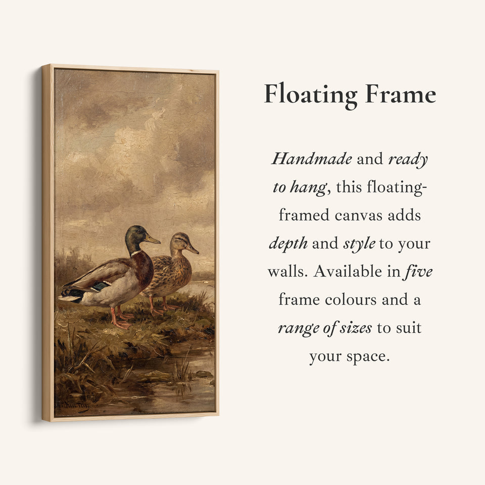 Mallard Standing Pair Narrow Wall Art Tall Canvas For Office