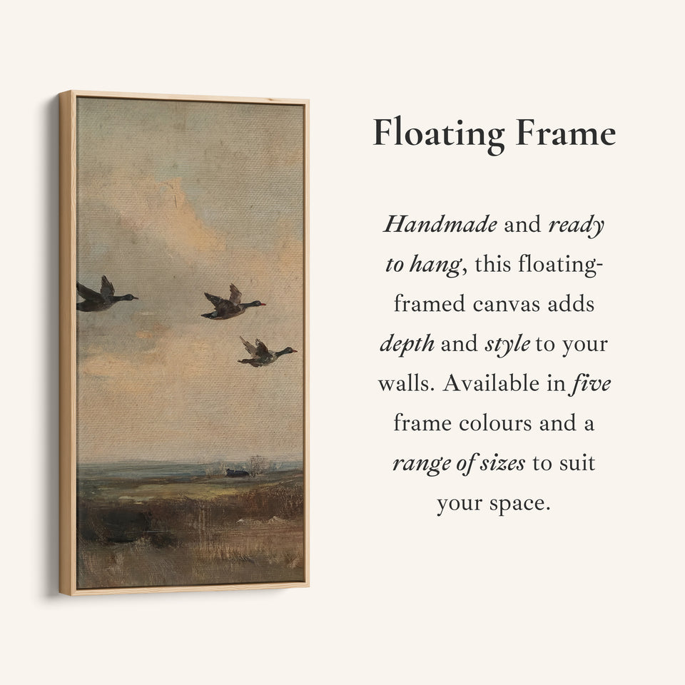 Ducks Flying Portrait Wall Art Tall Canvas For Hallway