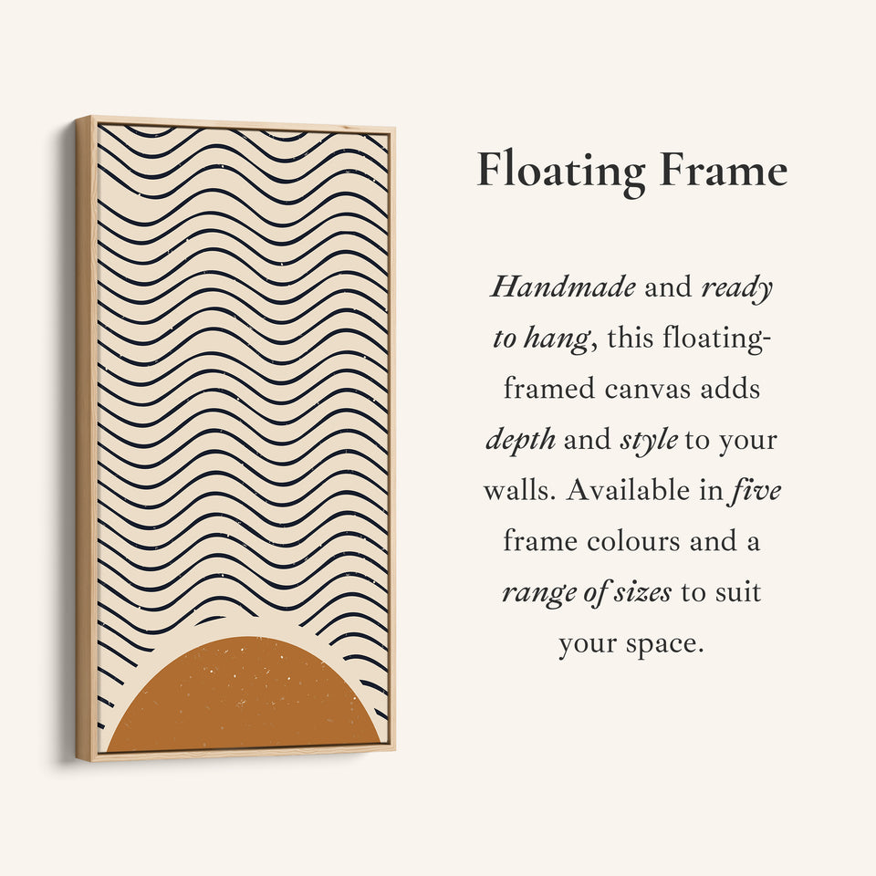 Wavy Sun Abstract Narrow Wall Art Vertical Canvas For Bedroom