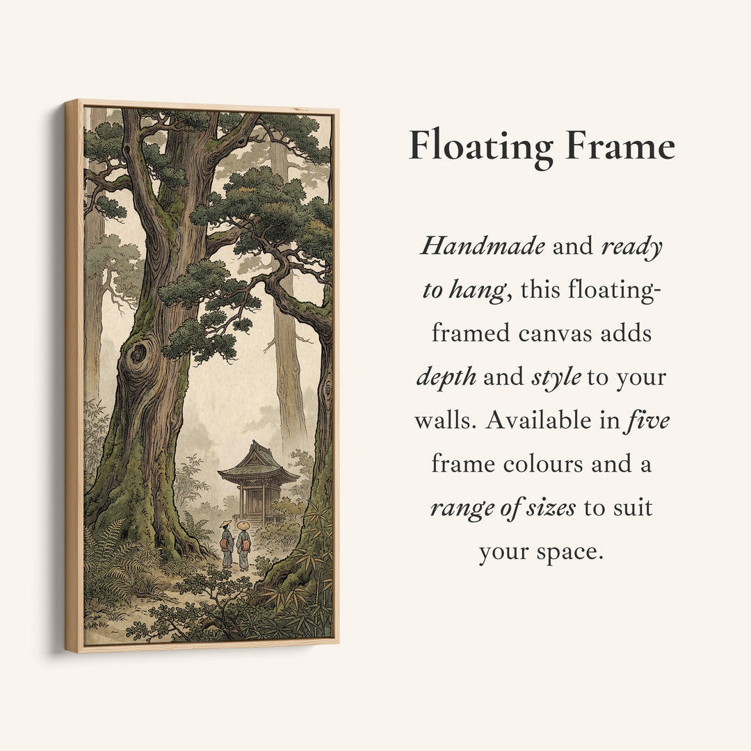 Vertical Wall Art Japanese Forest Shrine Tall Canvas For Hallway