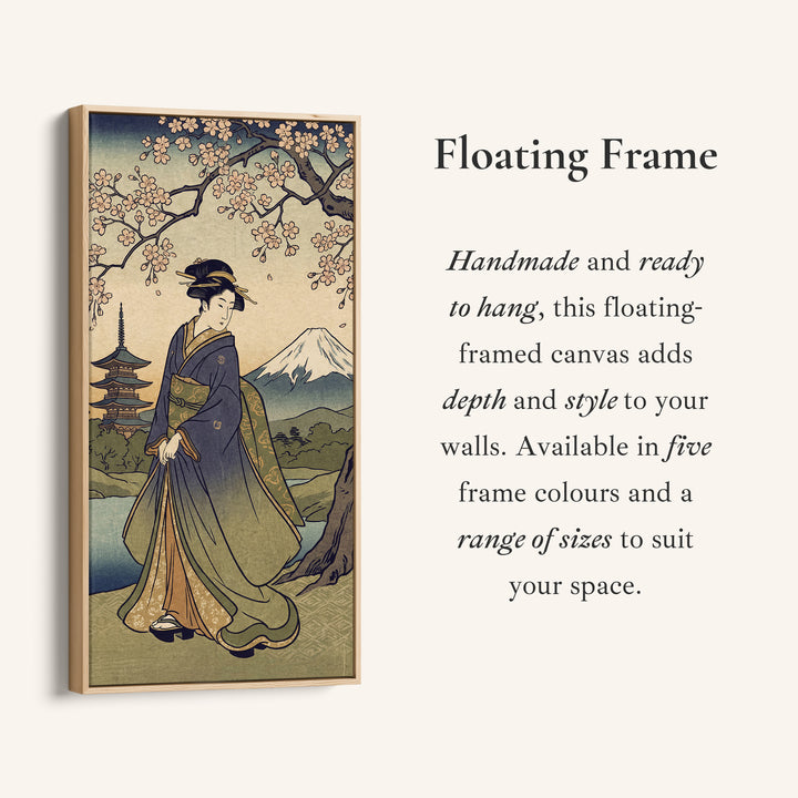 Tall Narrow Canvas Geisha Cherry Blossom Vertical Canvas For Office
