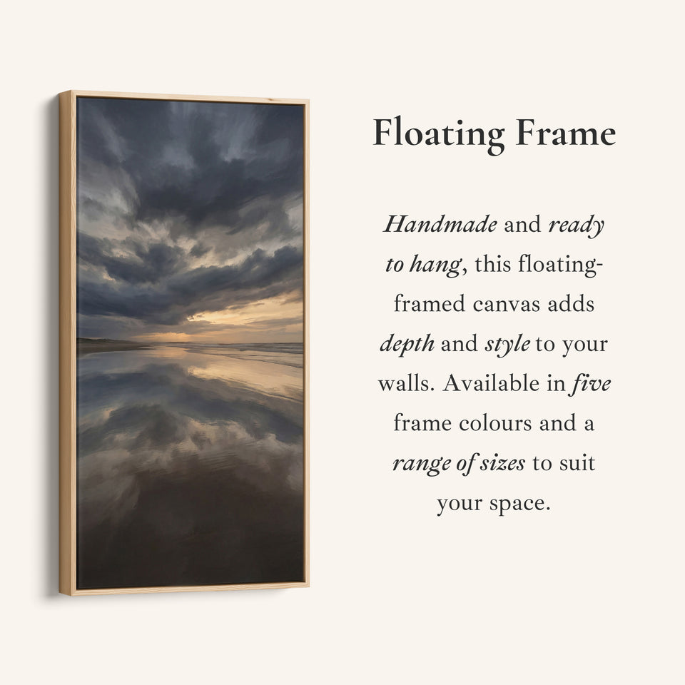 Portrait Wall Art Stormy Beach Reflection Tall Canvas For Living Room