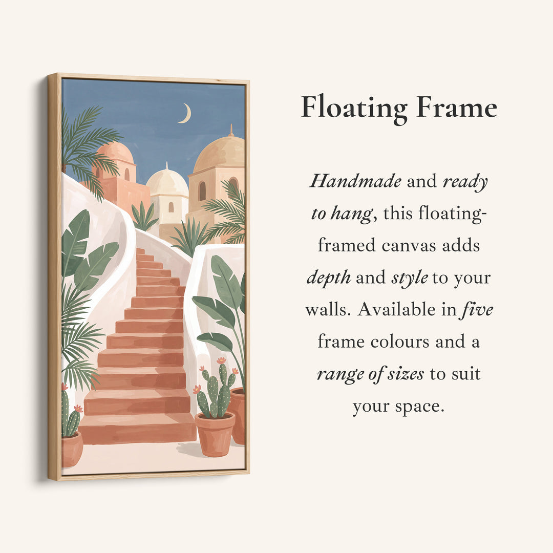 Tall Framed Canvas Mediterranean Staircase Vertical Canvas For Hallway