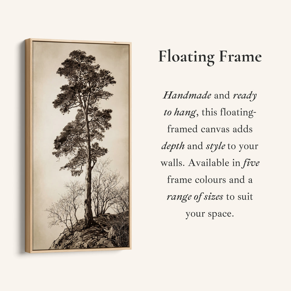 Vertical Wall Art Lone Tree On Rocky Hill Tall Canvas For Living Room