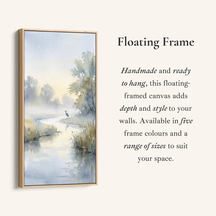 Narrow Wall Art Watercolour River Landscape Vertical Canvas For Bedroom