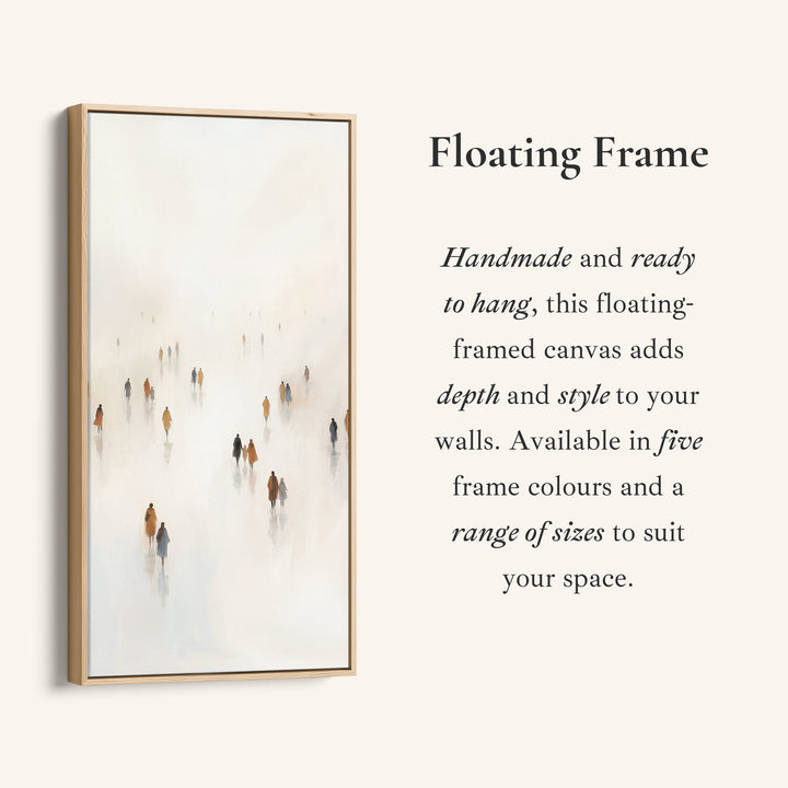 Tall Narrow Canvas For Office Figures Walking In Fog Vertical Canvas