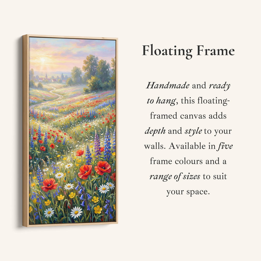 Narrow Wall Art Bright Wildflower Field Portrait Wall Art For Office