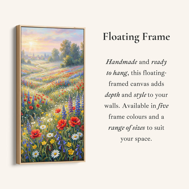 Narrow Wall Art Bright Wildflower Field Portrait Wall Art For Office