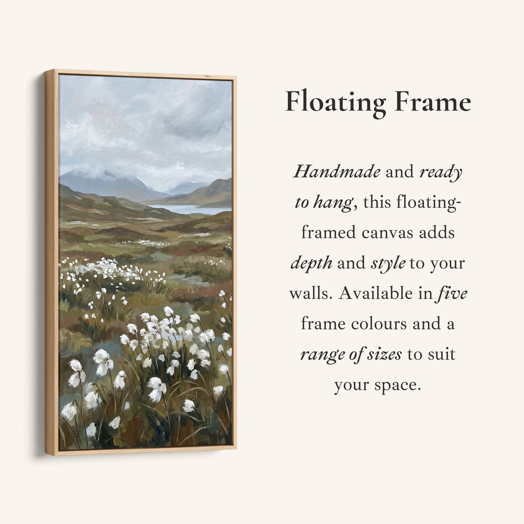 Tall Wall Art Moorland Cotton Grass Landscape Tall Canvas For Living Room
