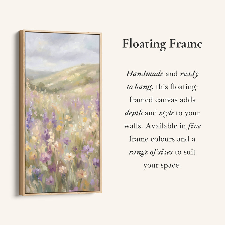 Tall Narrow Canvas Soft Focus Wildflower Meadow Portrait Wall Art For Office