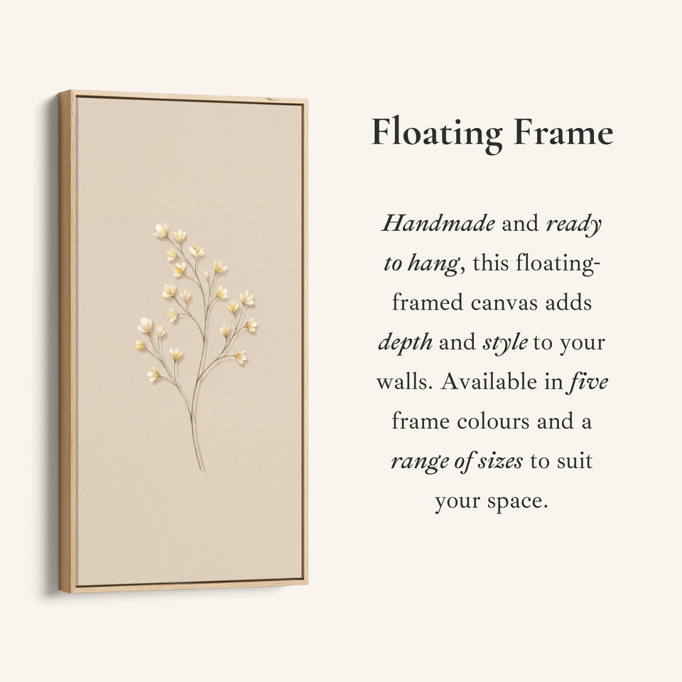 Large Vertical Wall Art Single Flowering Stem Tall Canvas For Bedroom