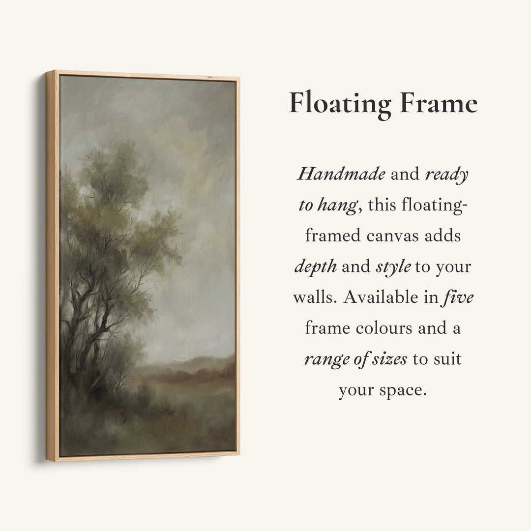 Long Wall Art For Office Foggy Tree Landscape Vertical Canvas
