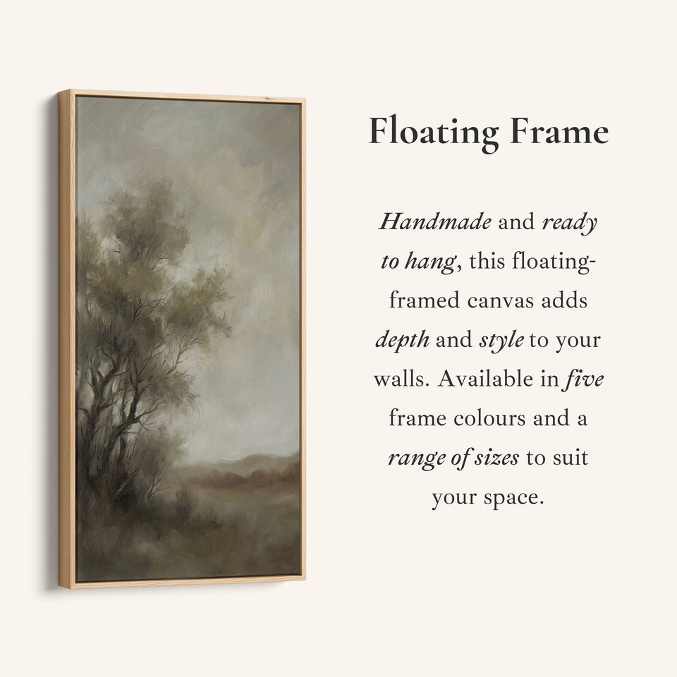 Long Wall Art For Office Foggy Tree Landscape Vertical Canvas