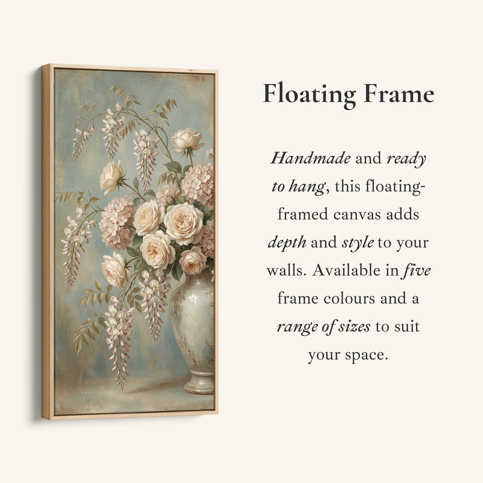 Large Vertical Wall Art For Kitchen Roses In Vase Still Life Vertical Canvas