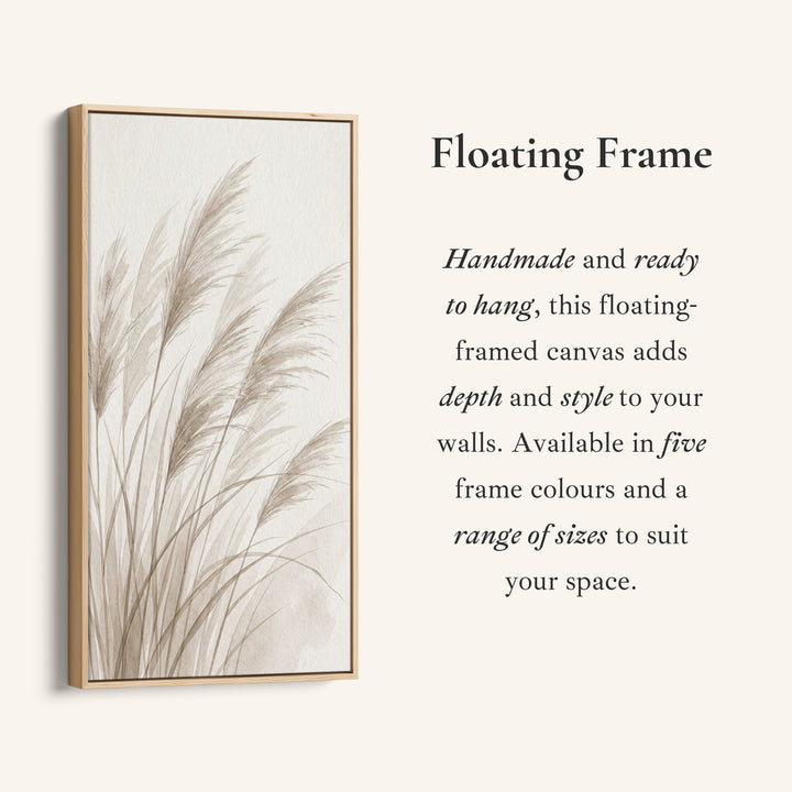 Narrow Wall Art For Kitchen Pampas Grass Stems Vertical Canvas