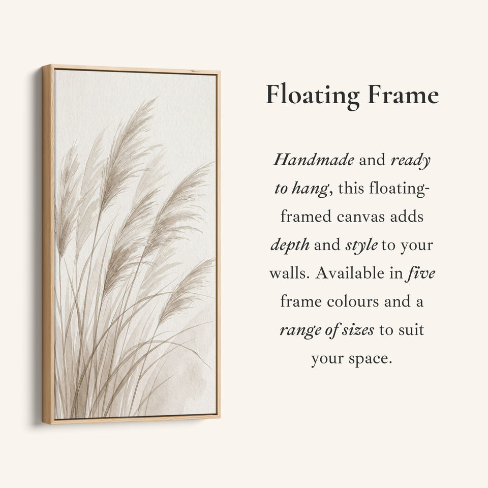 Narrow Wall Art For Kitchen Pampas Grass Stems Vertical Canvas