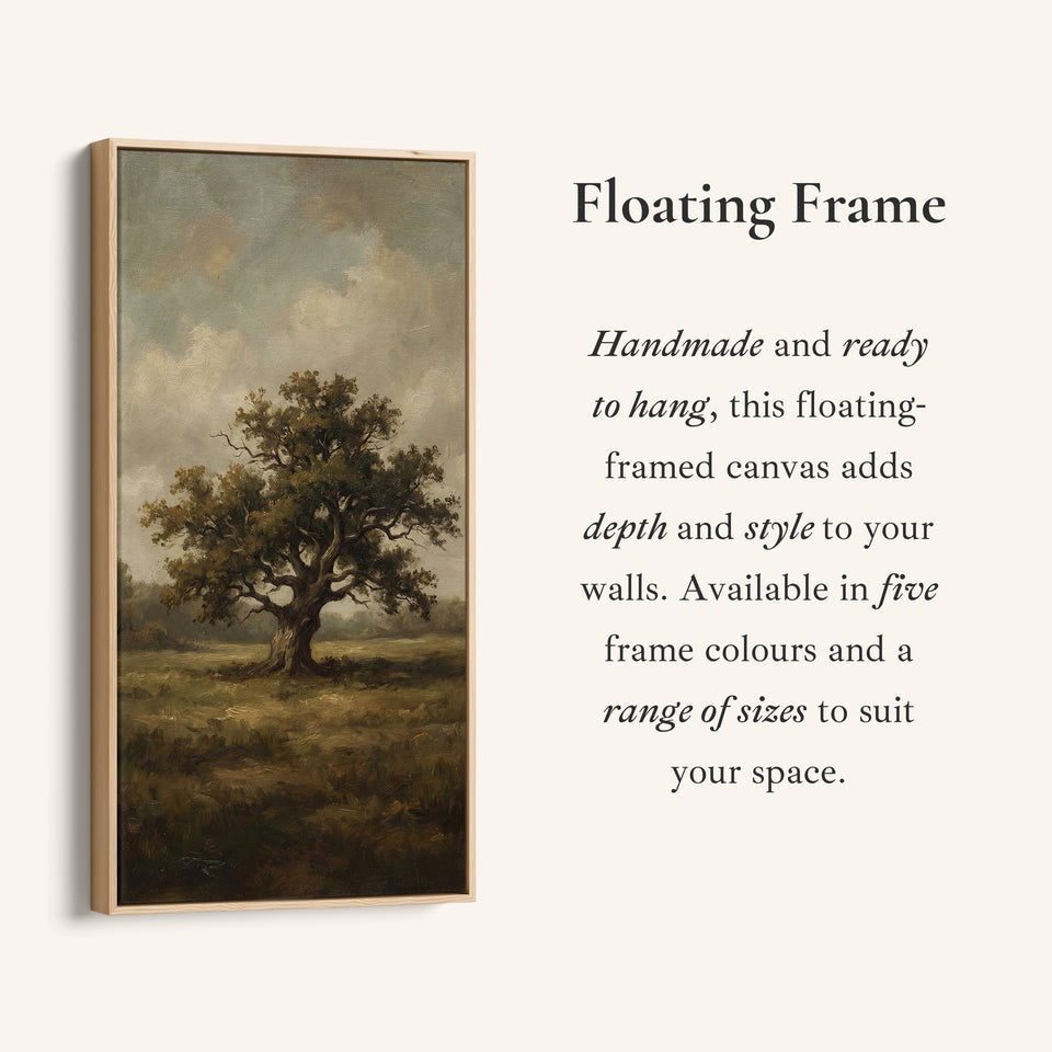 Lone Tree In Field Large Vertical Wall Art Framed Canvas Print For Bedroom