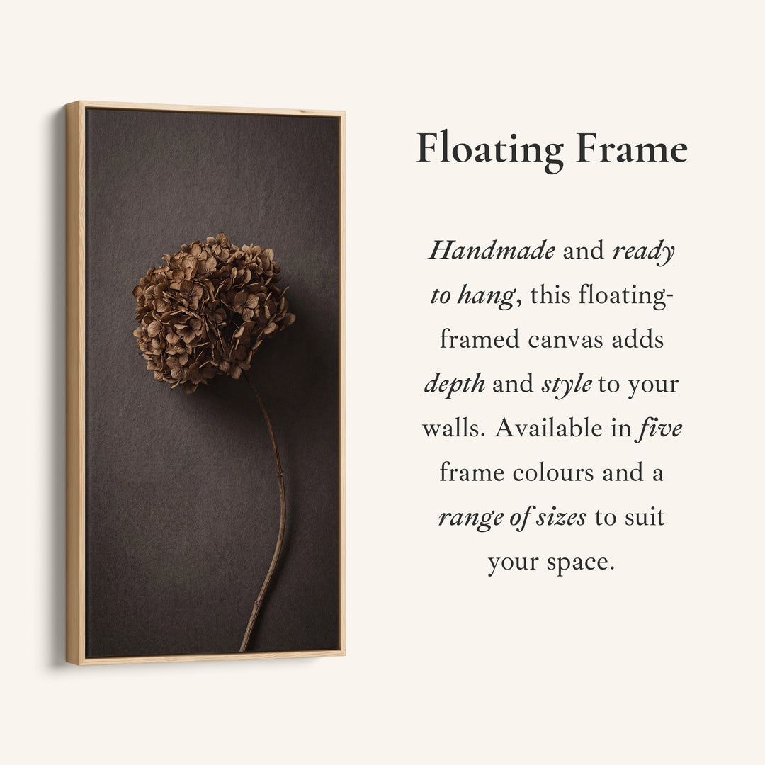 Tall Framed Canvas For Kitchen Dried Hydrangea On Dark Vertical Canvas