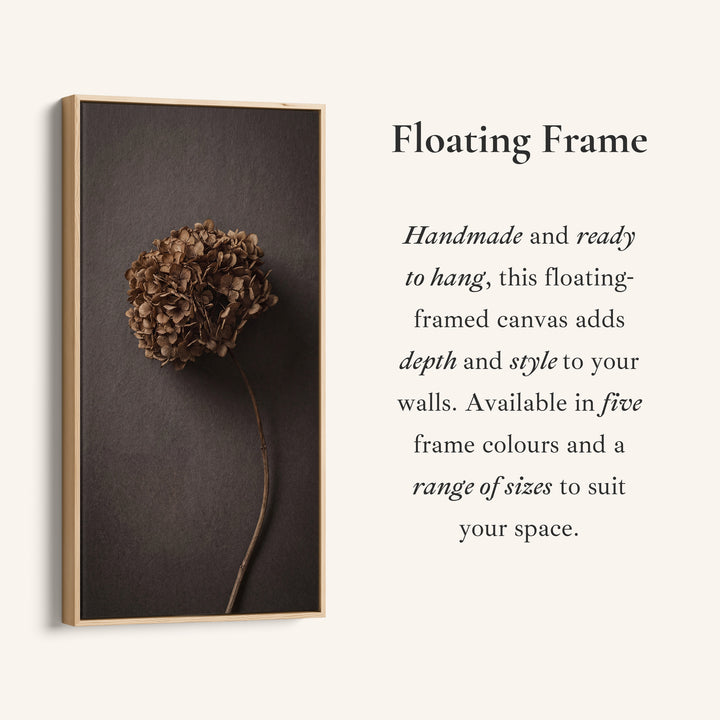 Tall Framed Canvas For Kitchen Dried Hydrangea On Dark Vertical Canvas
