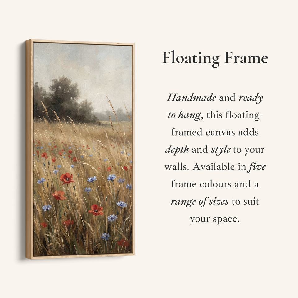 Tall Narrow Canvas For Kitchen Golden Meadow Wildflowers Vertical Canvas