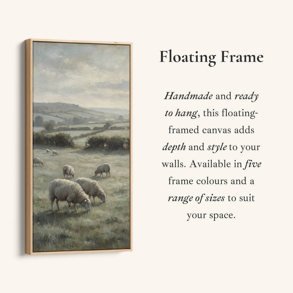 Large Vertical Wall Art Long Wall Art Sheep Grazing In Field For Hallway
