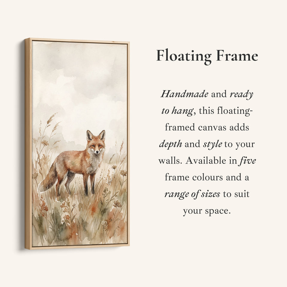 Portrait Wall Art For Bedroom Fox In Meadow Grass Vertical Canvas
