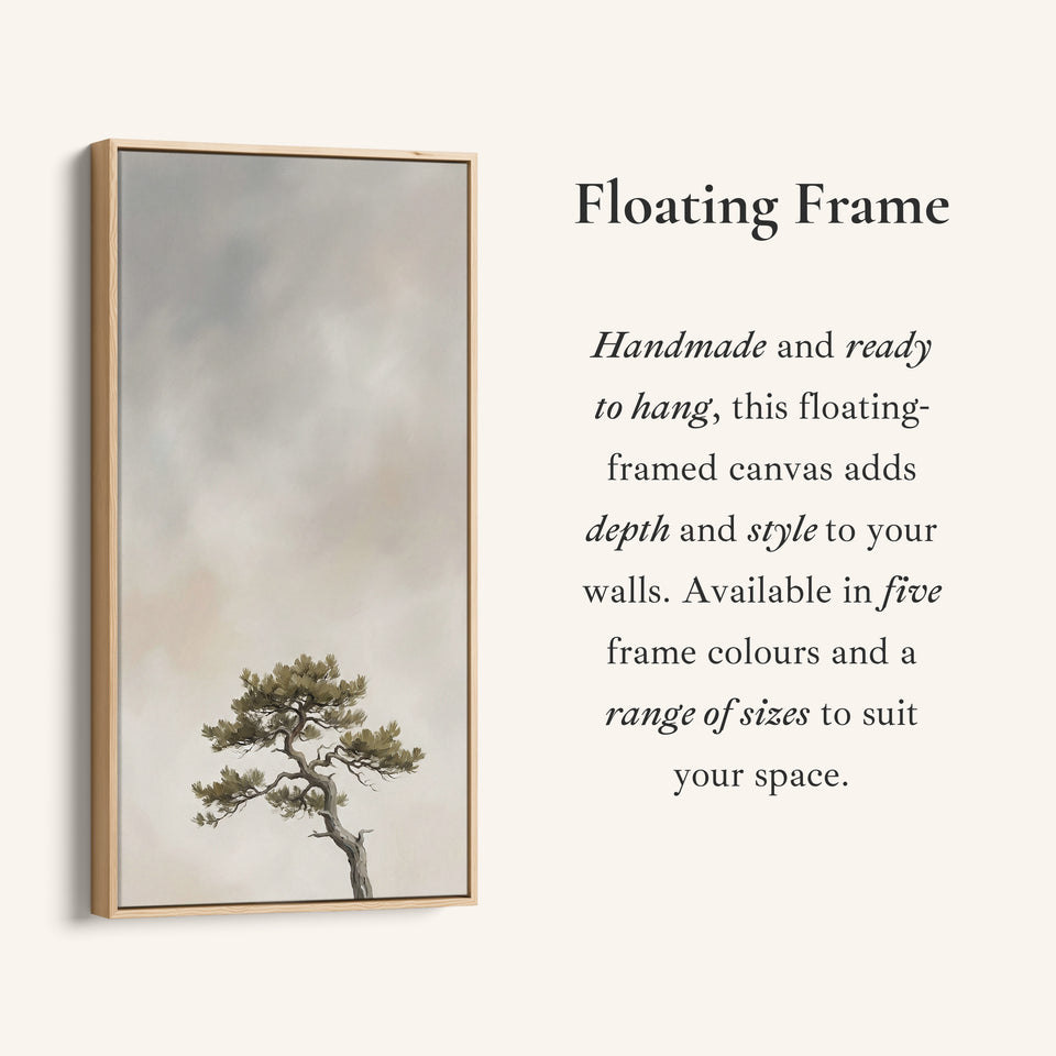 Tall Framed Canvas Windswept Tree In Fog Portrait Wall Art For Kitchen