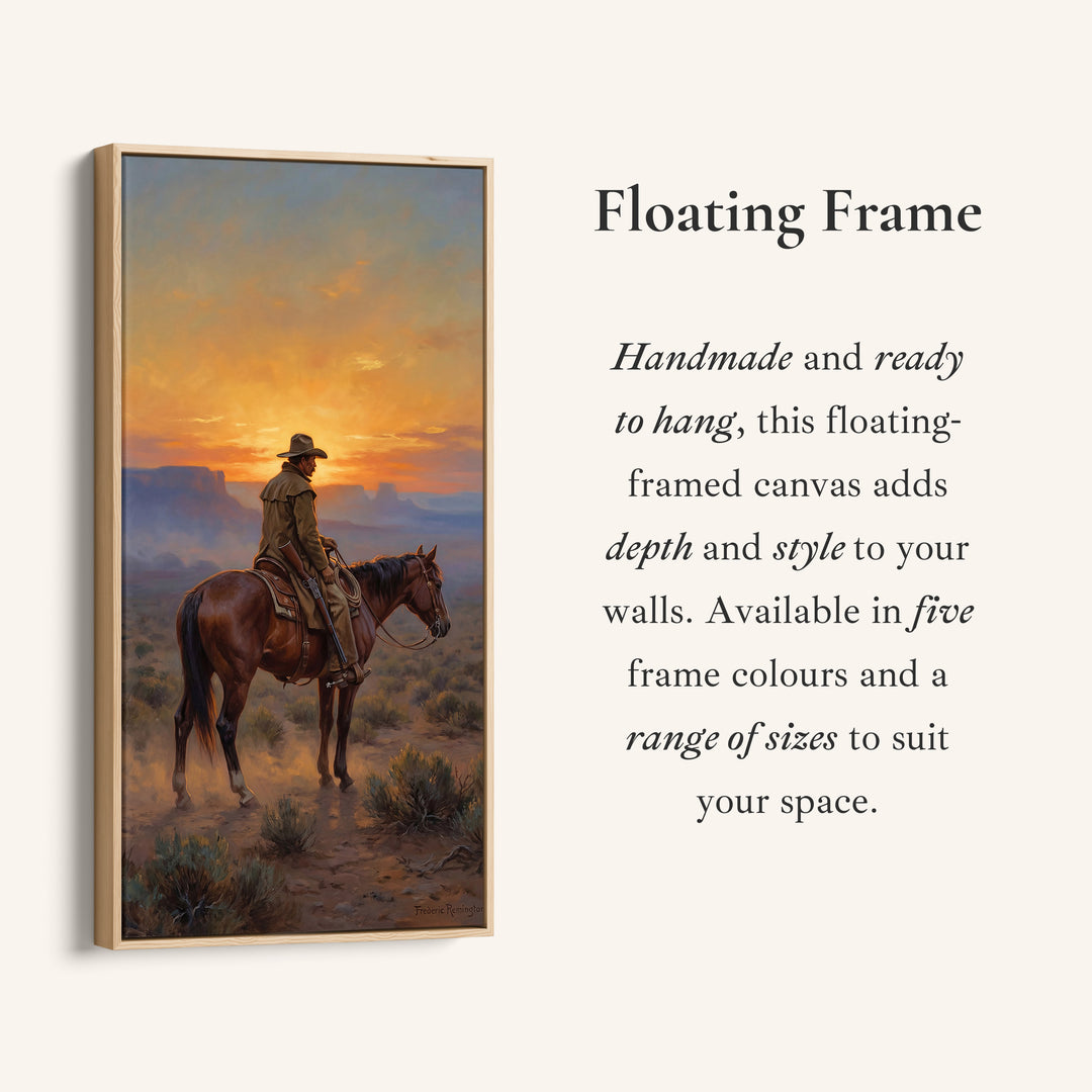 Tall Narrow Canvas Rider On Horse Desert Sunset Portrait Wall Art For Kitchen