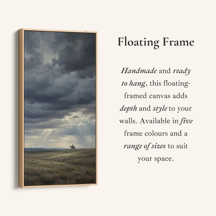 Storm Clouds With Lone Rider Tall Wall Art Framed Canvas Print For Office