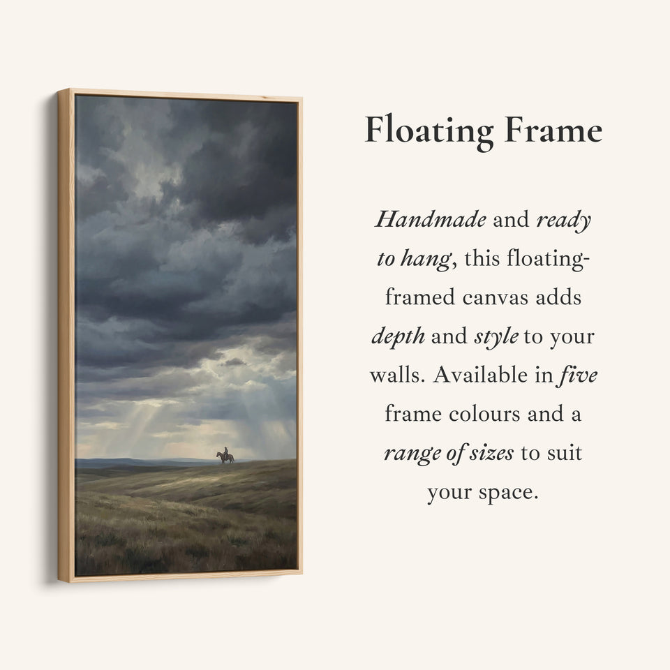 Storm Clouds With Lone Rider Tall Wall Art Framed Canvas Print For Office