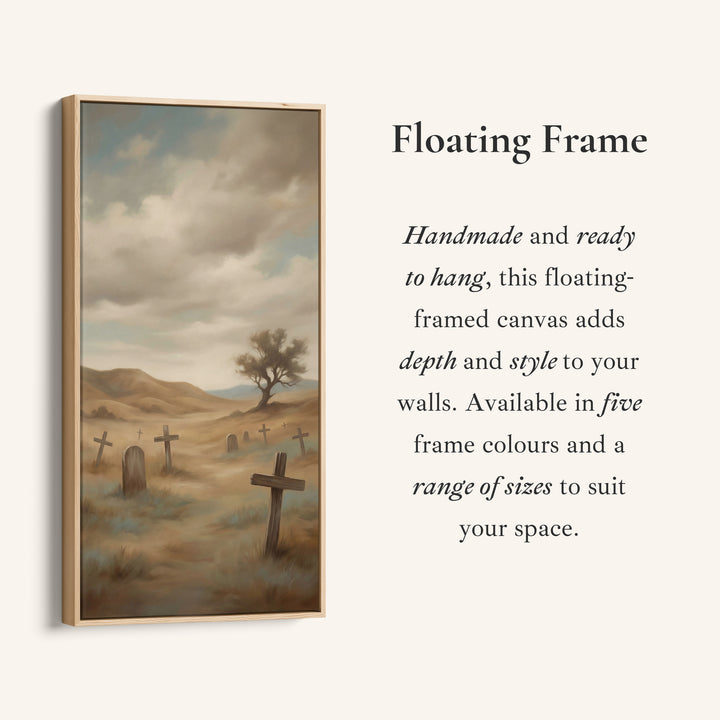 Large Vertical Wall Art Tall Narrow Canvas Graveyard Crosses In Mist For Office