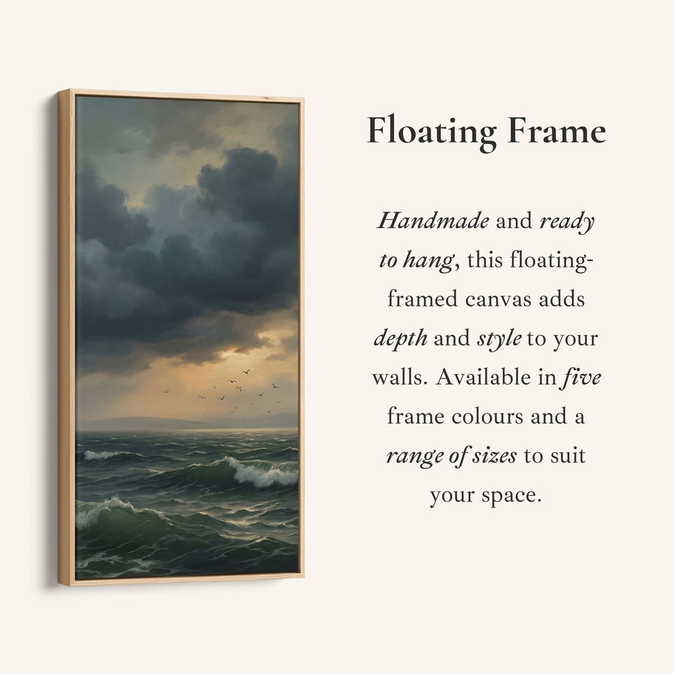 Tall Narrow Canvas Stormy Ocean Waves Tall Canvas For Living Room