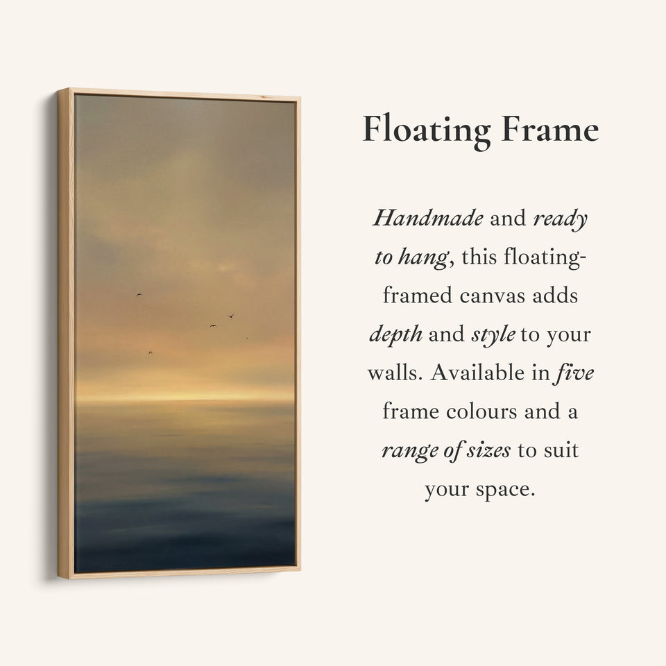 Large Vertical Wall Art Golden Hazy Seascape Birds Portrait Wall Art For Kitchen