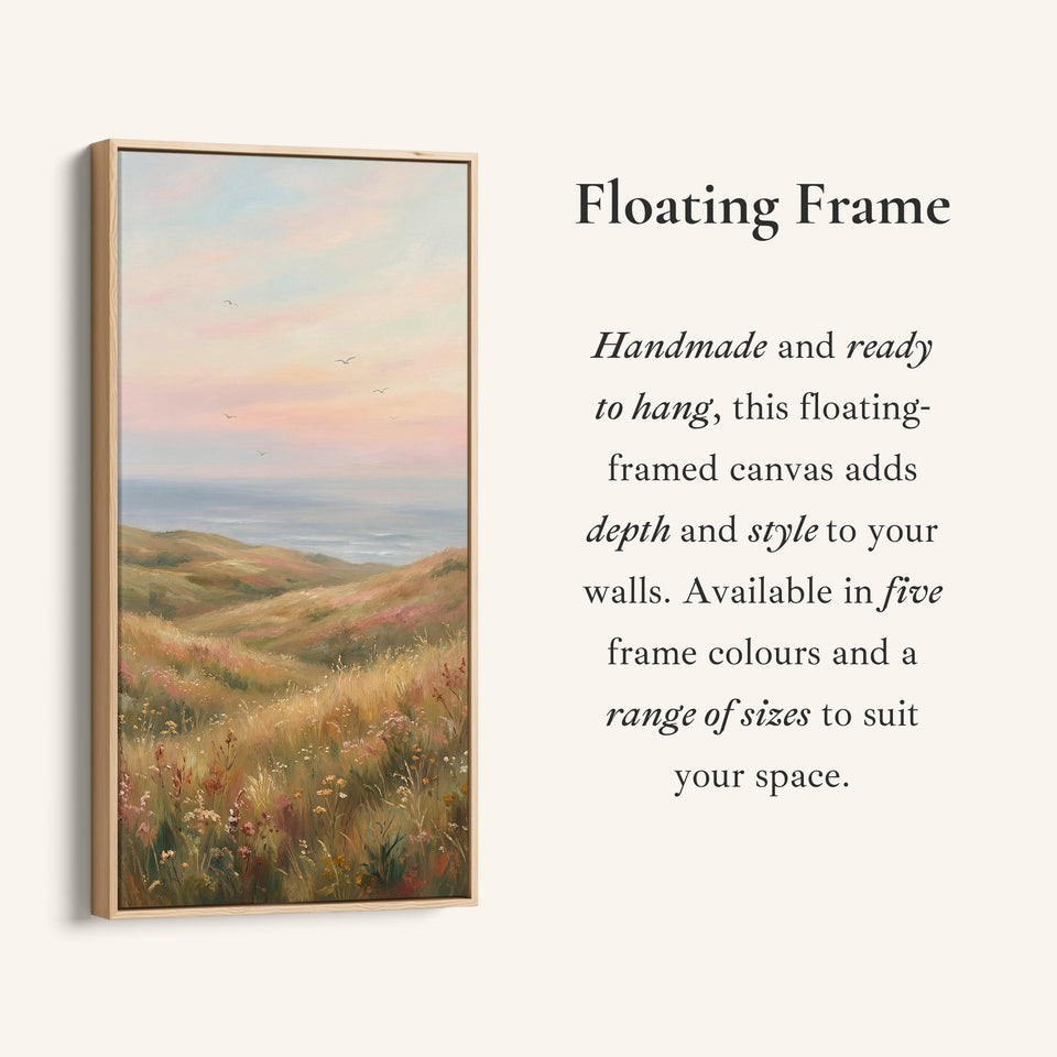 Portrait Wall Art Coastal Dunes Wildflowers Tall Canvas For Living Room
