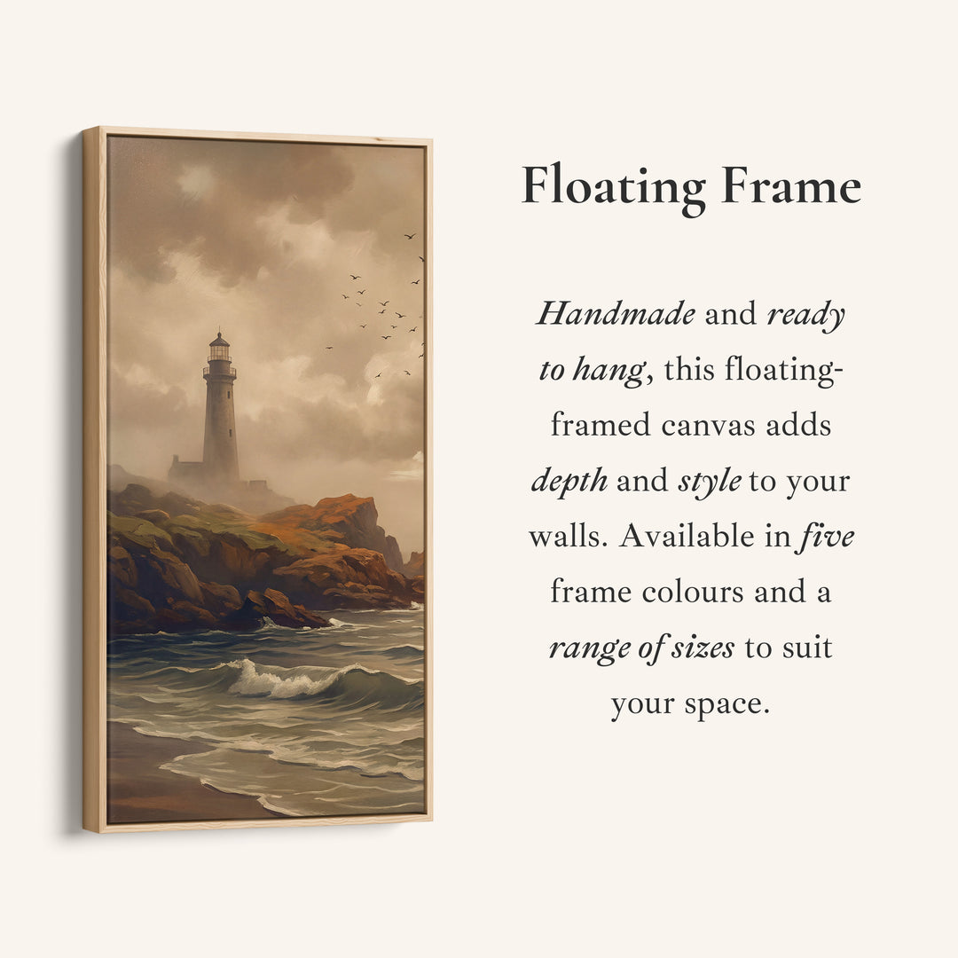 Lighthouse Rocky Coast Tall Framed Canvas Framed Canvas Print For Bedroom