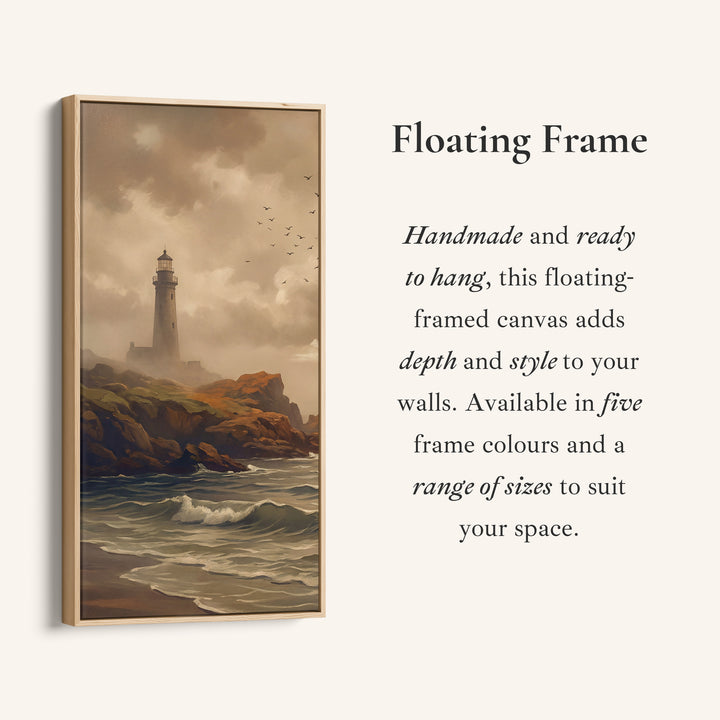 Lighthouse Rocky Coast Tall Framed Canvas Framed Canvas Print For Bedroom