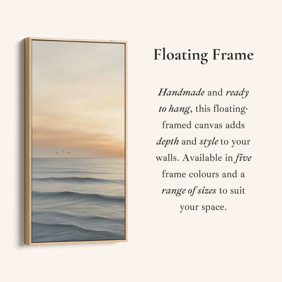 Tall Canvas Large Vertical Wall Art Calm Waves At Sunrise For Hallway