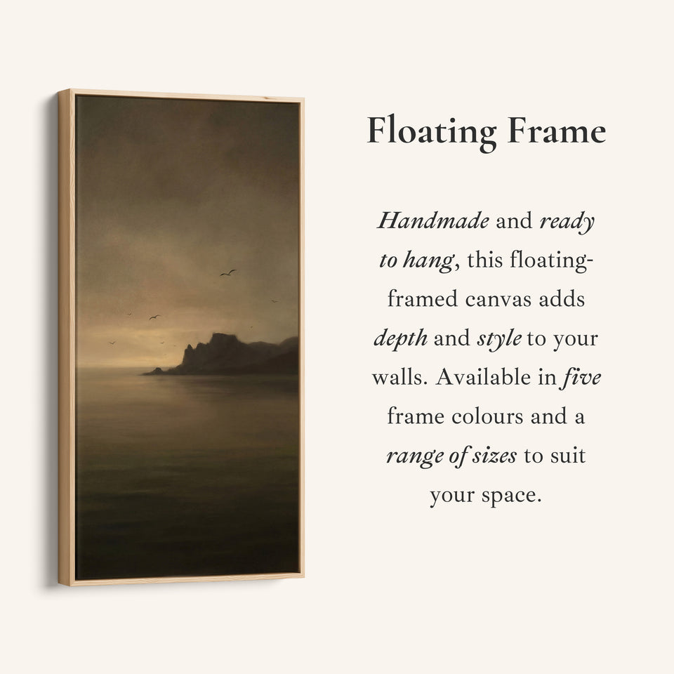 Portrait Wall Art For Office Foggy Sea With Rocky Island Vertical Canvas