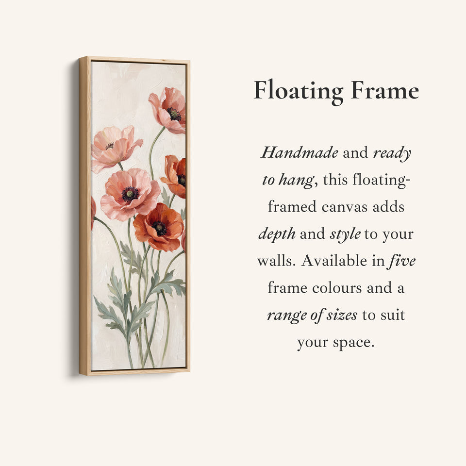 Coral Poppies Wide Canvas Vertical Canvas Print For Living Room
